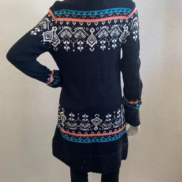 Love Stitch long cardigan black abstract print Size Medium - Picture 4 of 11